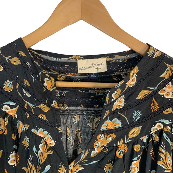 Women's Balloon Long Sleeve Tie-Front Cottage Blouse Boho - Universal Thread - Picture 4 of 6